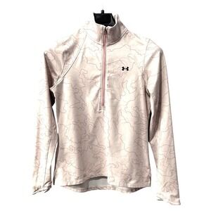 Under Armour ColdGear Womens Small Pink Topographic Quarter‎ Zip Pullover Fitted